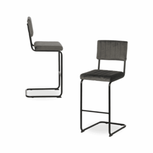 Pack de 2 Taburetes Taupe de Tejido y Metal - Diseño Sofisticado, Altura de 76 cm, Sin Montaje, Ideal para Cocina y Barra