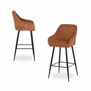 Pack de 2 Taburetes Terracota con Patas de Hierro - Diseño Moderno y Cómodo para Cocinas y Bares Altos