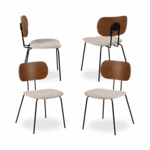 Pack de 4 Sillas Barrett Marrón Crema - Diseño Moderno con Estructura de Metal y Confort Ergonómico 82,5 cm