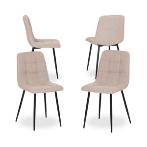 Pack de 4 Sillas Beige Magnus con Patas Metálicas Negras - Diseño Moderno y Confortable para Espacios Contract y Catering
