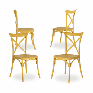 Pack de 4 Sillas Claire de Polipropileno Amarillo - Diseño Clásico y Apilable, Comodidad y Estilo para Tu Hogar