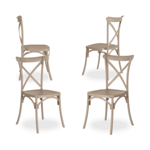 Pack de 4 Sillas Claire de Polipropileno Beige - Diseño Clásico y Apilable, Comodidad y Estilo para Tu Hogar