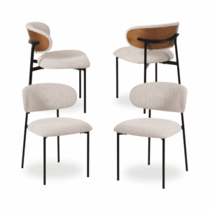 Pack de 4 Sillas Crema Simon con Tapizado Ergonómico y Estructura Metálica - Diseño Moderno para Comedor y Sala de Reuniones 73,5 cm