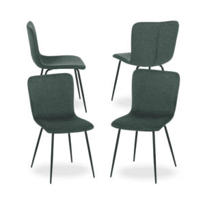 Pack de 4 Sillas Modernas Carson Verde de Tela y Metal - Diseño Funcional y Confortable para Comedor y Oficina, 82 cm de Altura
