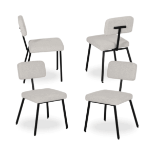 Pack de 4 Sillas Victor Blancas de Tela y Metal - Diseño Elegante y Minimalista para Decoración Moderna