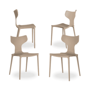 Pack de 4 Sillas de Polipropileno Beige Sam - Diseño Apilable y Ergonómico para Hogar y Catering