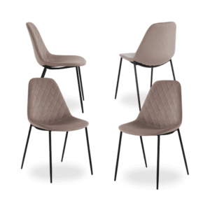 Pack de 4 Sillas de Tela y Metal Beige Maple - Diseño Moderno y Cómodo para tu Hogar, 83,5 cm