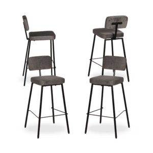 Pack de 4 Taburetes Gris con Patas de Acero - Diseño Ergonómico y Resistente para Cocina y Comedor