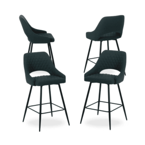 Pack de 4 Taburetes Verdes con Estructura Metálica - Diseño Moderno y Ergonómico para Cocina y Espacios Abiertos, 95 cm de Altura