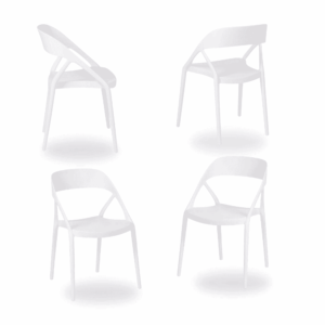 Pack de 4 Sillas Blancas de Polipropileno Dean - Diseño Moderno, Apilables y Cómodas para Tu Hogar (81 cm)