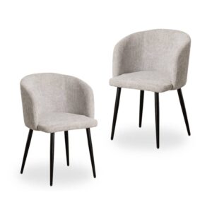 Pack de 2 Sillas Worlix Gris con Tejido 100% Poliéster y Patas de Metal - Comodidad y Estilo para Hogar y Oficina, 77 cm de Altura