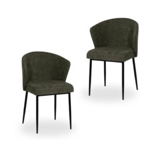 Pack de 2 Sillas Radley Verde con Tejido Resistente y Patas Metálicas - Diseño Ergonómico y Sin Montaje, 80 cm, Ideal para Comedores y Espacios Modernos