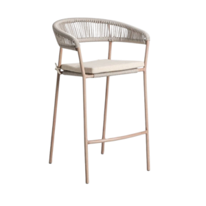 Taburete Alto de Exterior | Acero y Ratán Sintético para Barra
