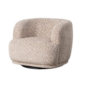 Sillón giratorio gris tapizado en tela para salón – 89 x 87 x 71 cm