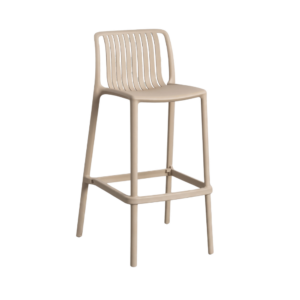 Taburete Beige de Polipropileno Exterior 52x55x100 cm, No Apilable, Normativa EN12520