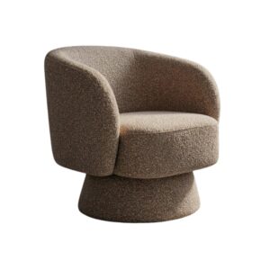 Sillón giratorio beige tapizado en tela para salón – 78 x 79 x 77 cm