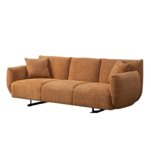 Sofá ocre de tela para salón moderno – 230 x 100 x 79 cm