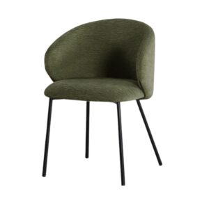 Silla verde tapizada en tela con patas metálicas estilo contract – 56,5 x 56 x 74,5 cm