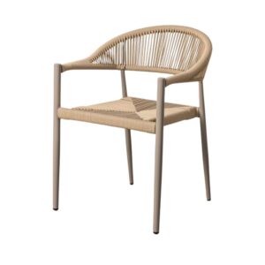 Silla Apilable Estilo Bistro | Aluminio y Ratán PE - Miel