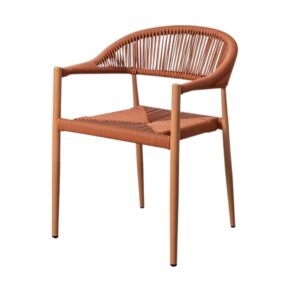 Silla Apilable Estilo Bistro | Aluminio y Ratán PE - Café