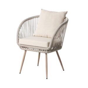 Silla de Exterior con Brazos | Acero y Ratán Sintético Premium